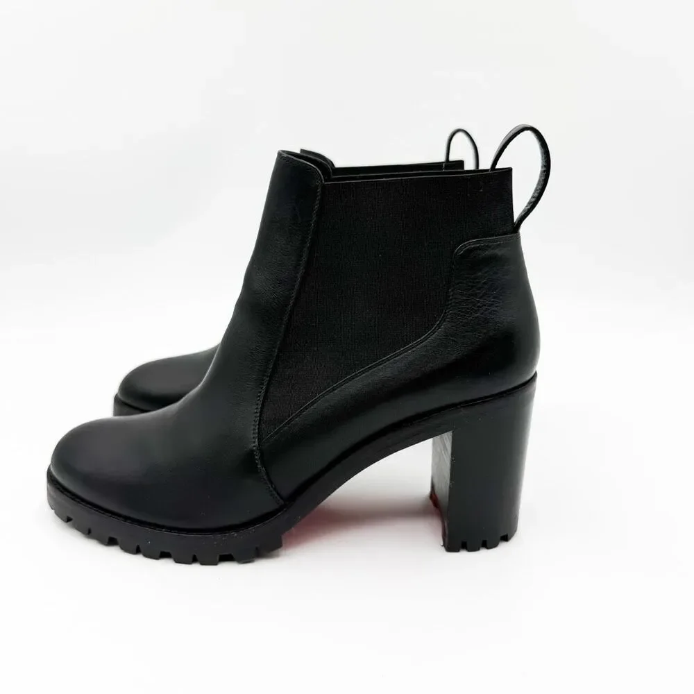 Christian Louboutin Marchacroche Leather Chelsea Boots Lug Sole EU 38.5 US 8.5